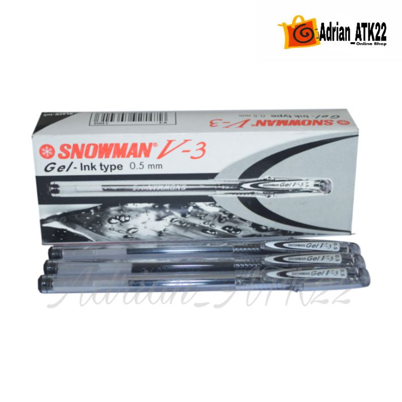 

Pulpen Snowman V3 Tinta Hitam Gel 0.5 Per Lusin 1pax isi 12pcs