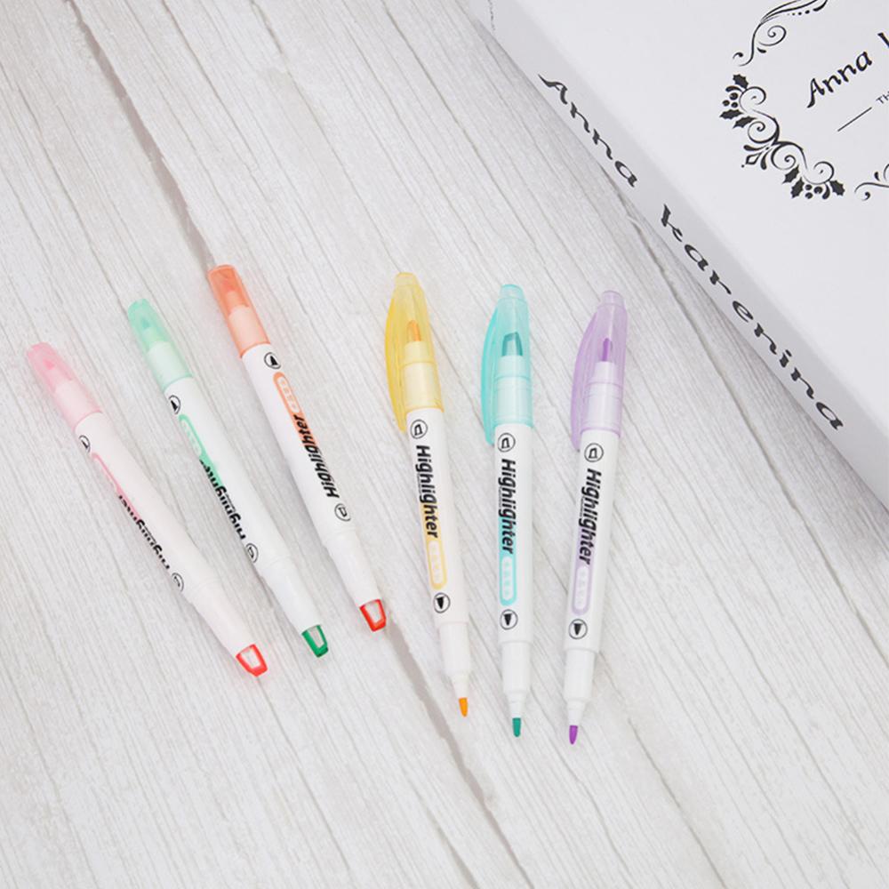 Timekey Spidol Highlighter Dua Sisi Warna Pastel Fluorescent Untuk Sekolah / Kantor O8Y1