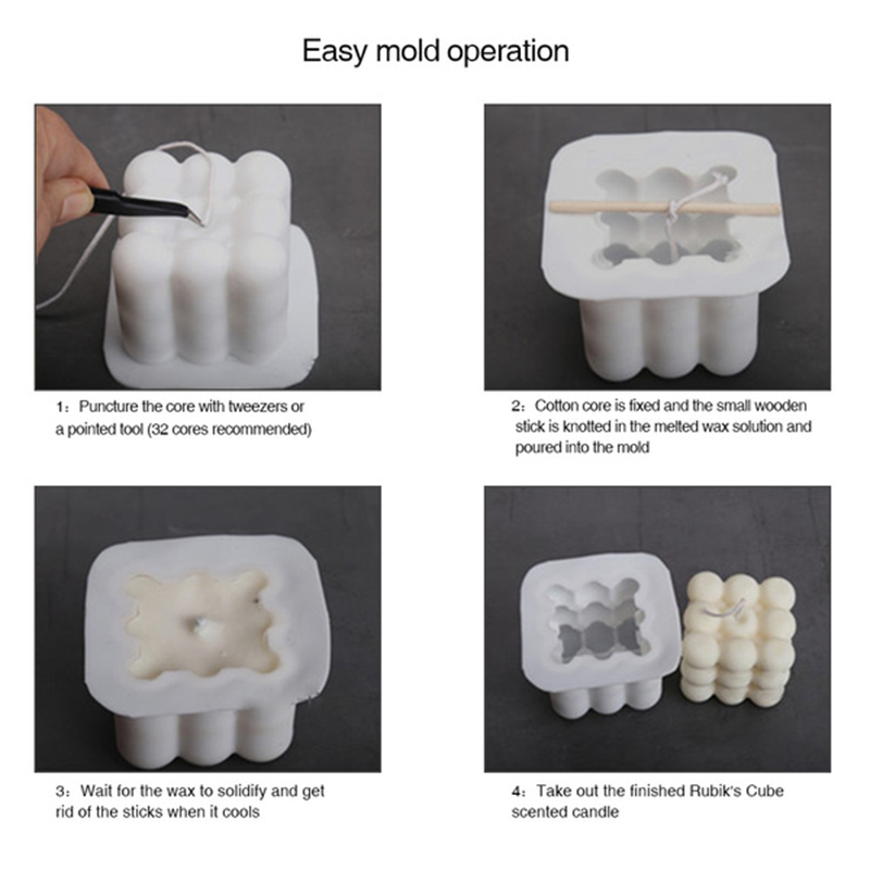 Cetakan Lilin Aromaterapi / Sabun Bentuk Kubus 3D Bahan Silikon#1