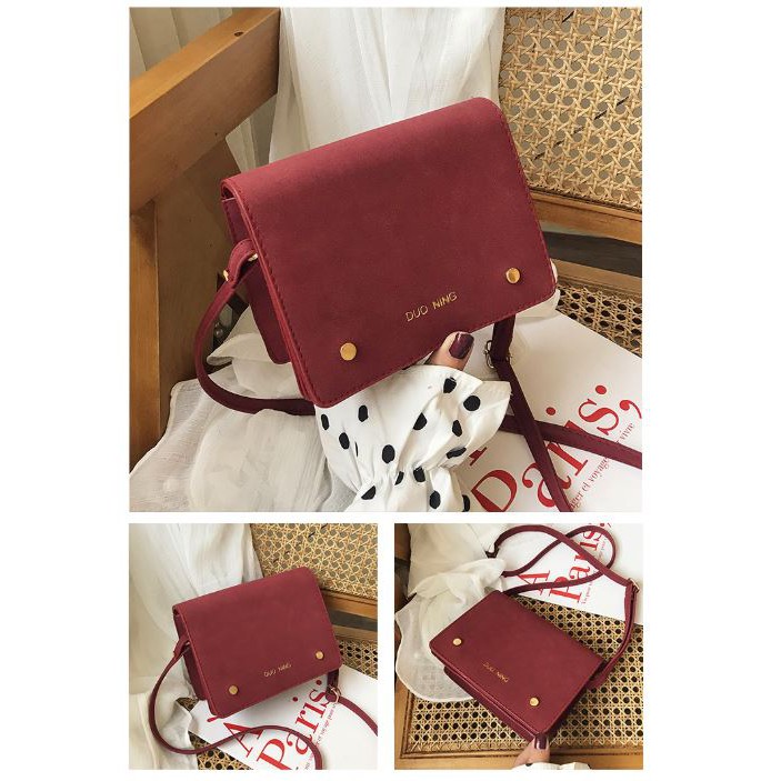 Tas Selempang Wanita Slingbag Simple Retro Motif Tas Pesta Bahan Kulit Sintetis Korean Fashion Style