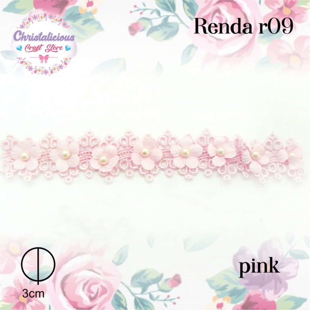 Renda bunga import dengan warna yang cantik untuk hiasan baju, hijab, pita rambut