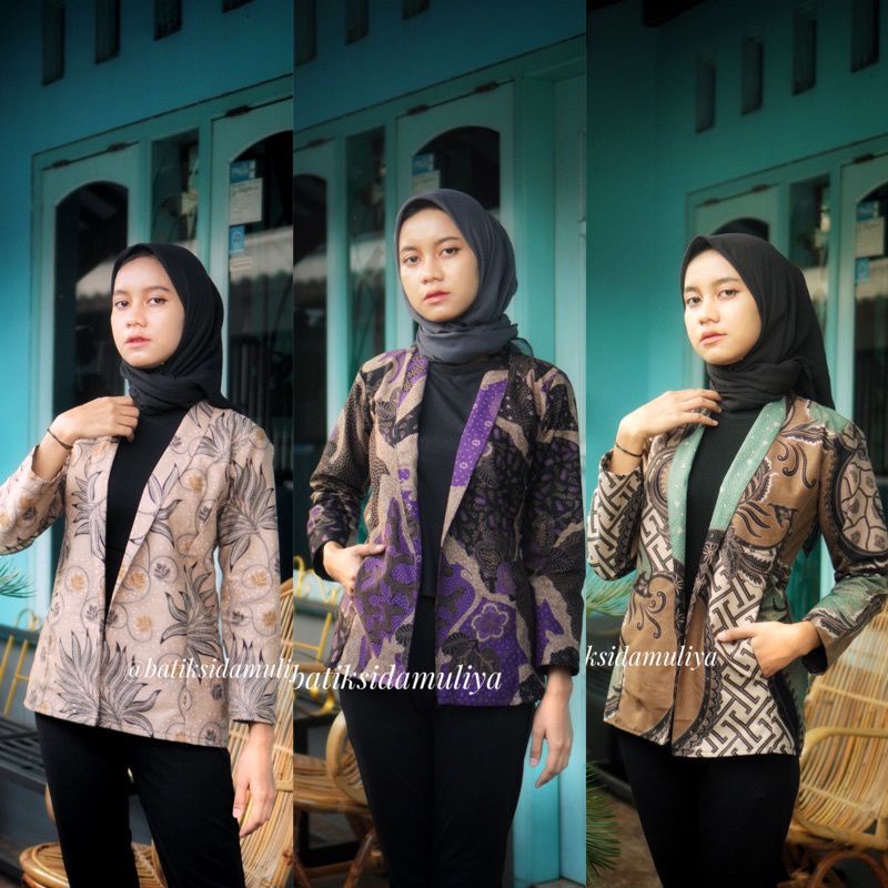 Blazer batik wanita - baju kerja kantor - atasan batik premium - blazer katun - blazer model terbaru