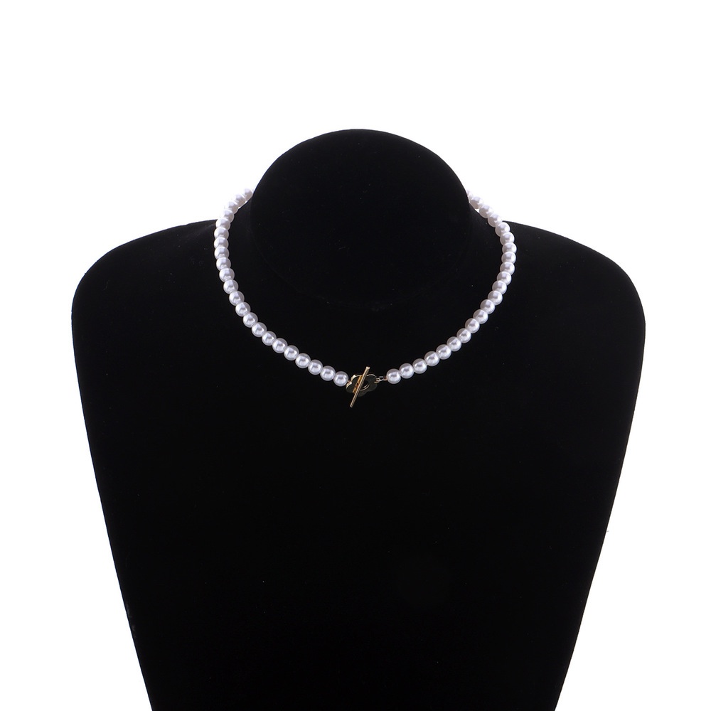Jewelry Trend Simple Short Pearl Clavicle Chain Temperament Fashion Flower OT Buckle Necklace Womens
