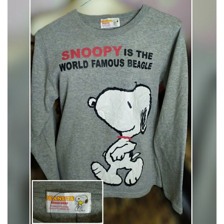 sweater crewneck snoopy abu navy preloved second seken wanita