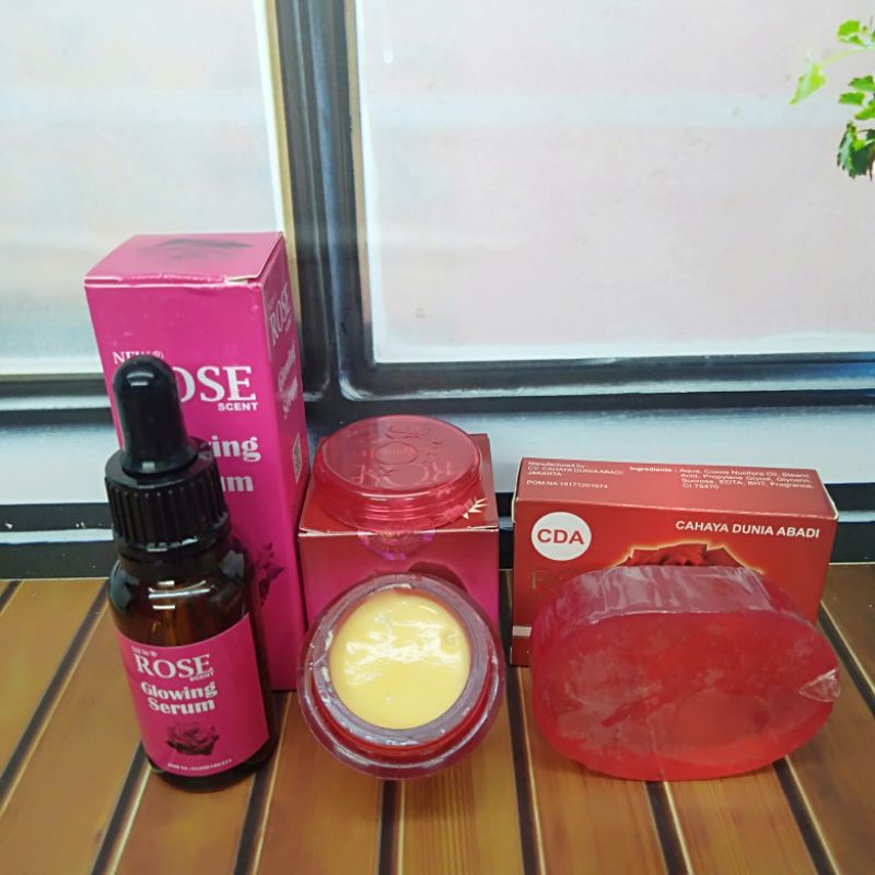 Paket Cream Rose Holo M 3In1 // Krim Rose Holo M 3in1 Serum+Cream+Sabun oval