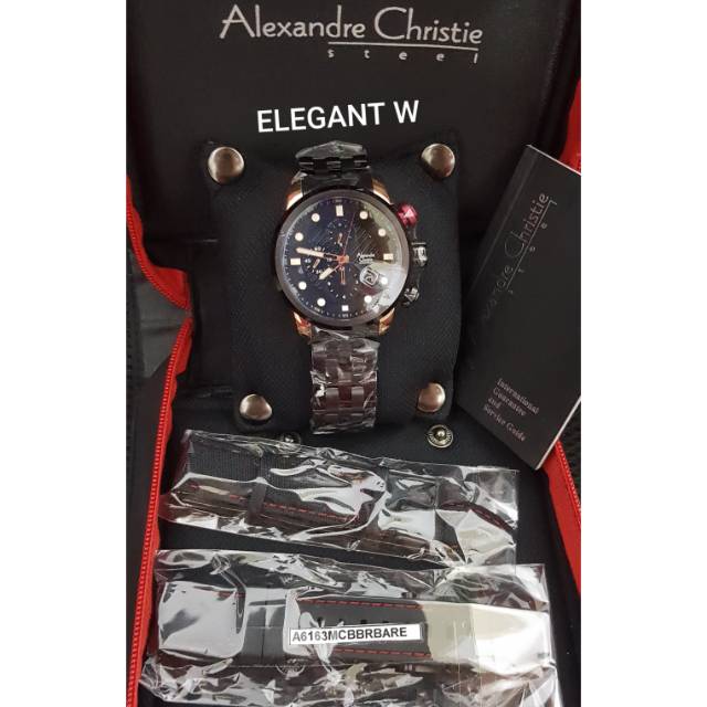 JAM TANGAN ALEXANDER CHRISTIE PRIA ORIGINAL AC 6163MC BLACK ROSEGOLD