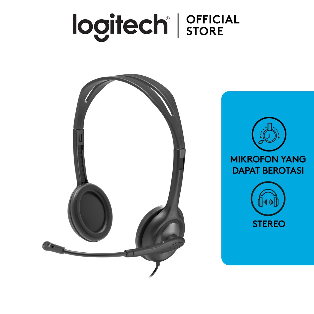 Logitech H111 Headset Stereo dengan Headband Adjustable dan Single Jack 3.5mm