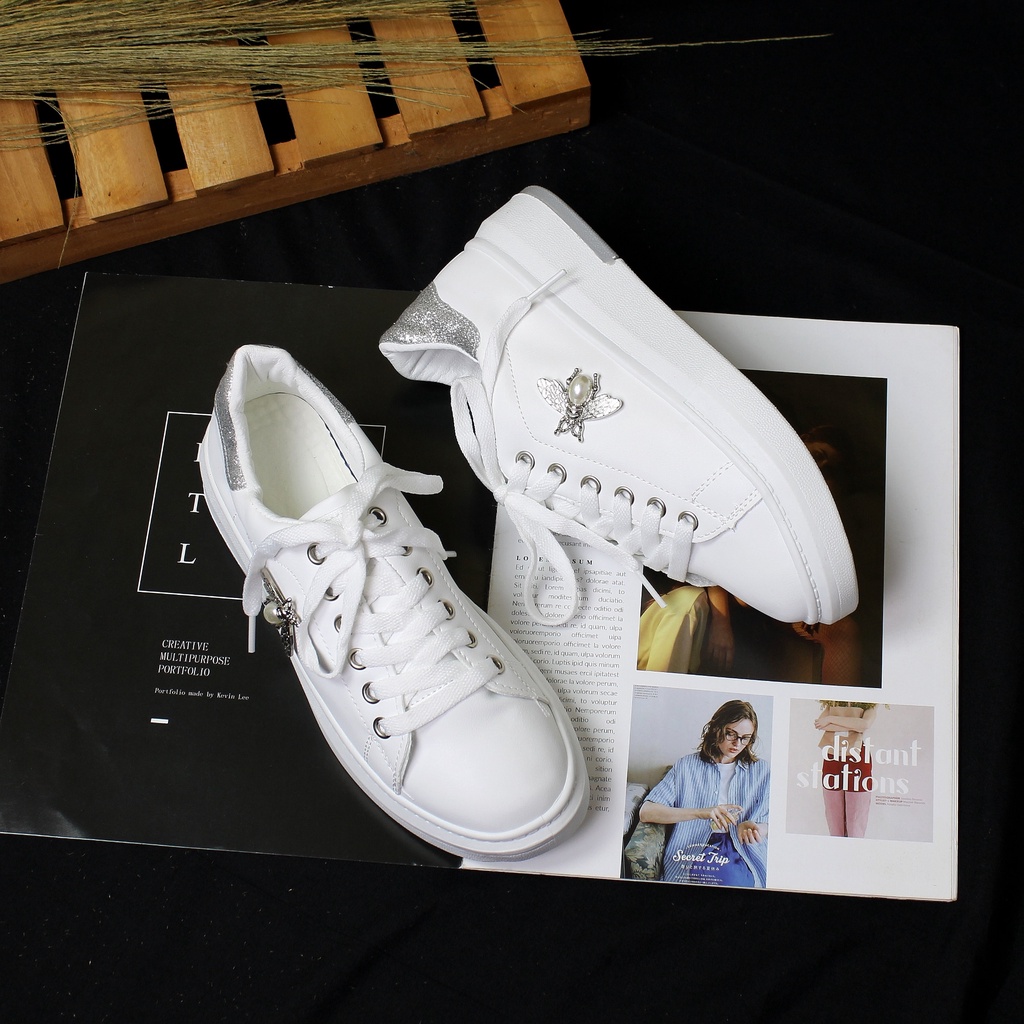 Free Box Sepatu Sneakers Wanita NS0140 Sepatu Jakarta Sneakers Import Termurah Sneakers Kulit Wanita Terlaris