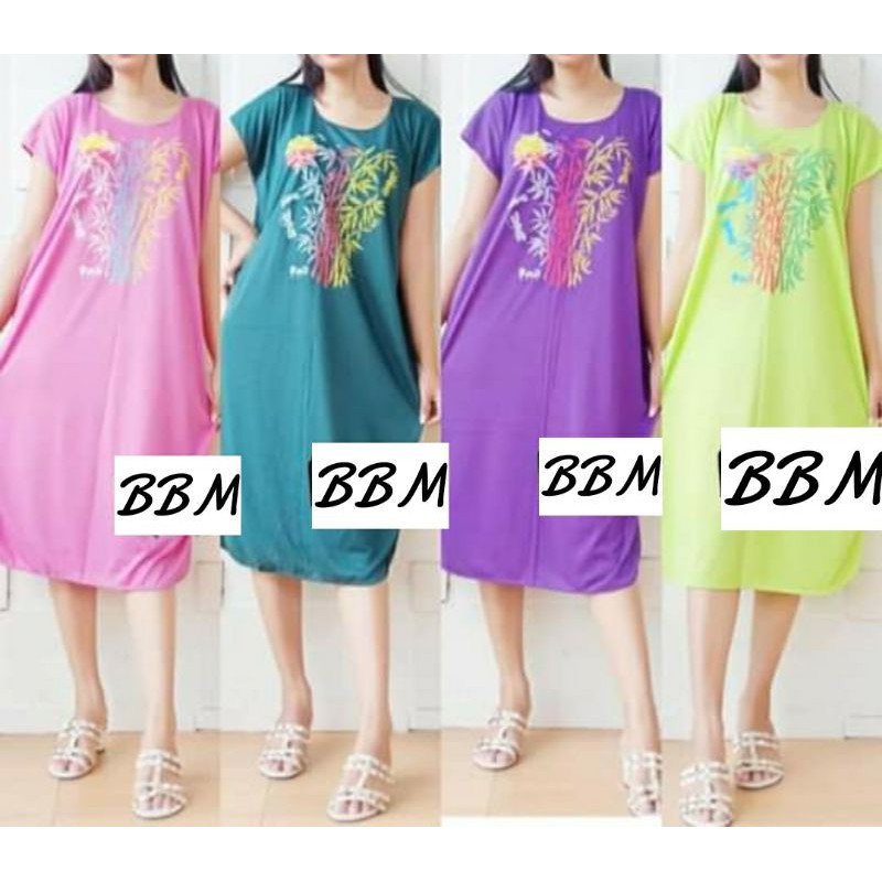 DASTER BAMBU BALI/DRESS KAOS MOTIF BAMBU UKURAN JUMBO LENGAN PENDEK MURAH ADEM KEKINIAN