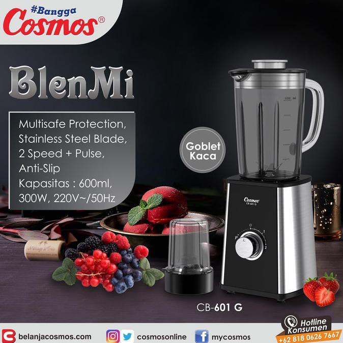 Bisa bayar ditempat/COD Blender Kaca Cosmos CB 601 G Stainless 0,6 Liter 300 Watt