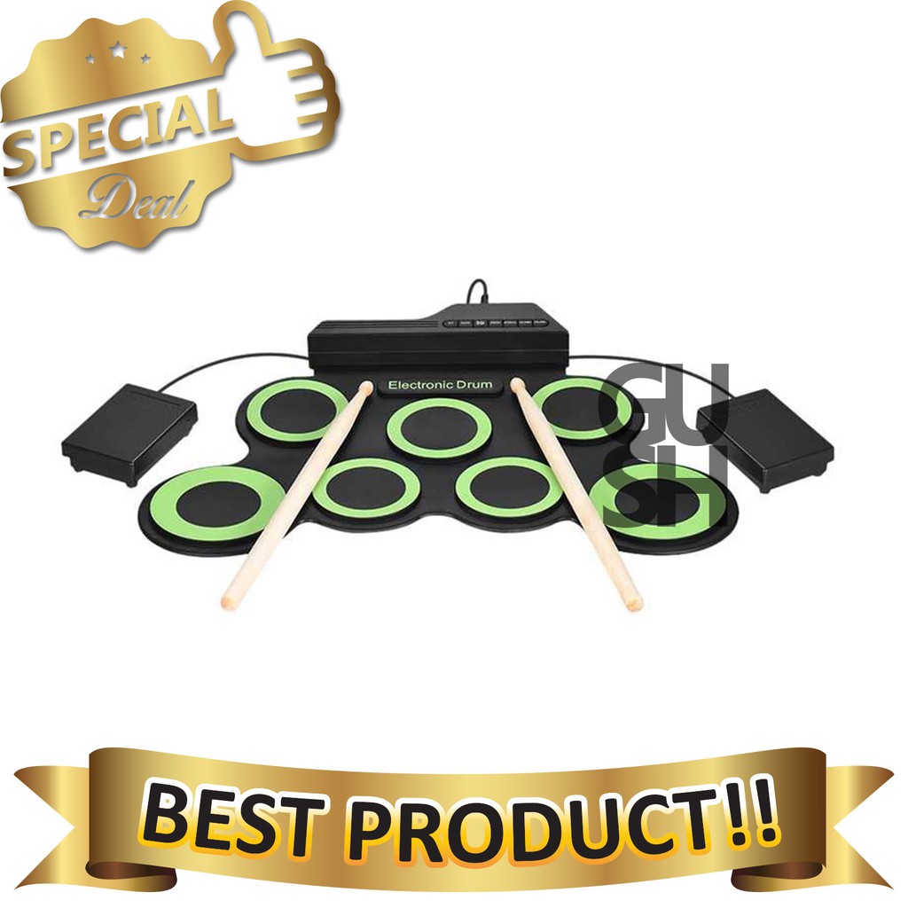 Alat Musik Drum Elektrik - Electronic Digital Drum Kit 7 Pads Roll Up