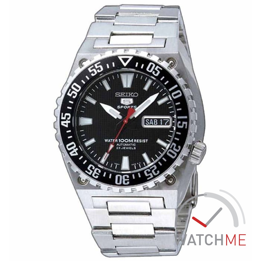 Jam Tangan Seiko 5 SNZD71 Automatic Sport Black DIal 100m Stainless Steel Original Bergaransi