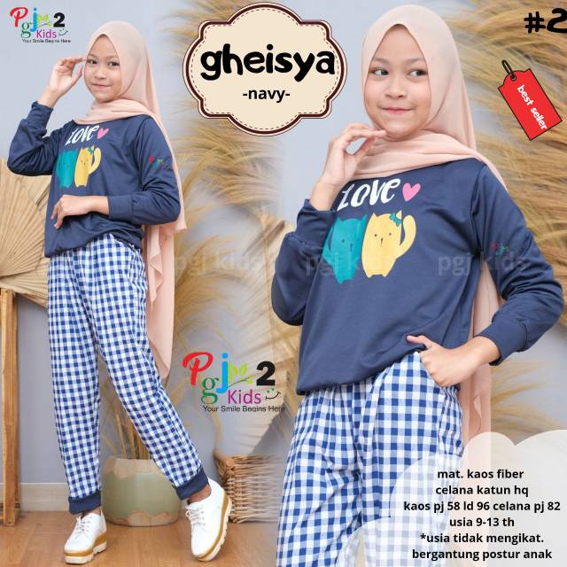 GHEISYA SET - SETELAN ANAK PEREMPUAN MUSLIMAH GAMIS SYARI ORIGINAL BY PGJ 2 (COD)