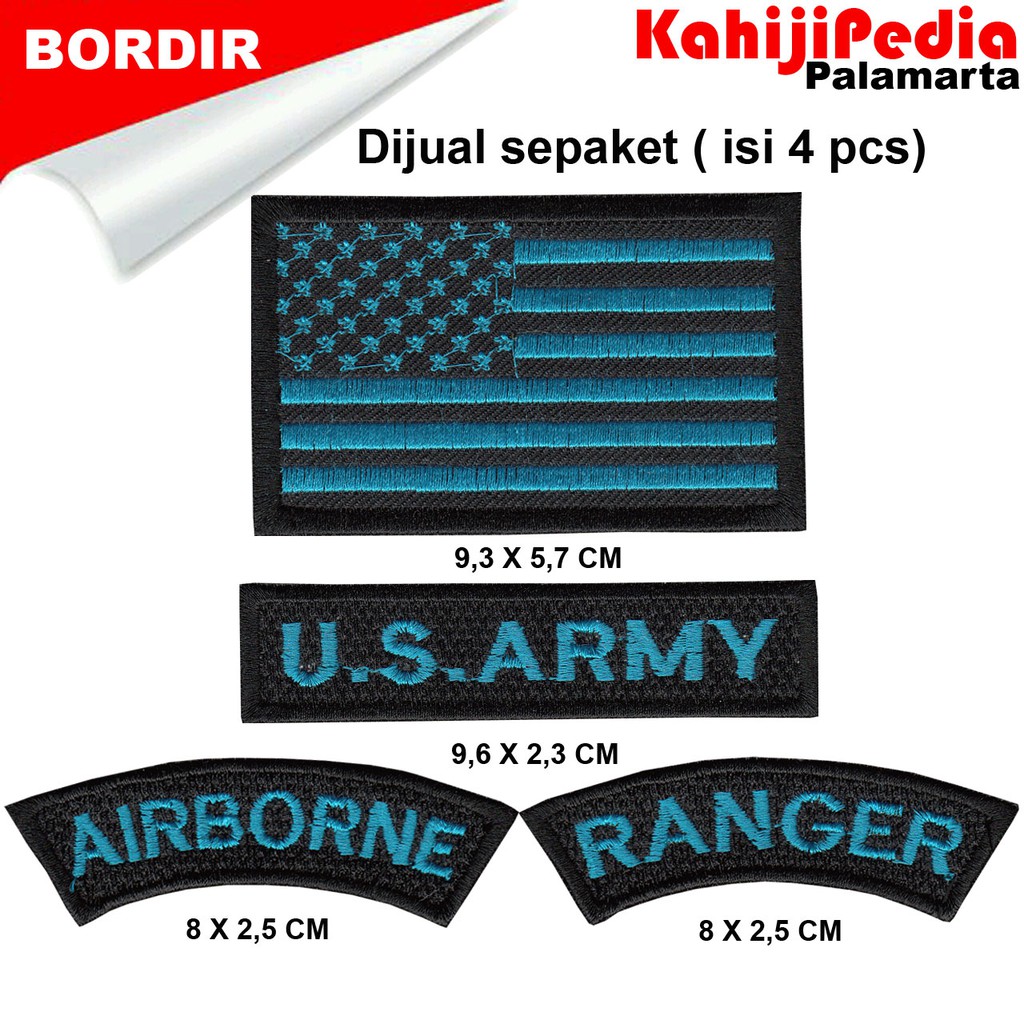 Patch bordir emblem bordir logo Us Army Biru