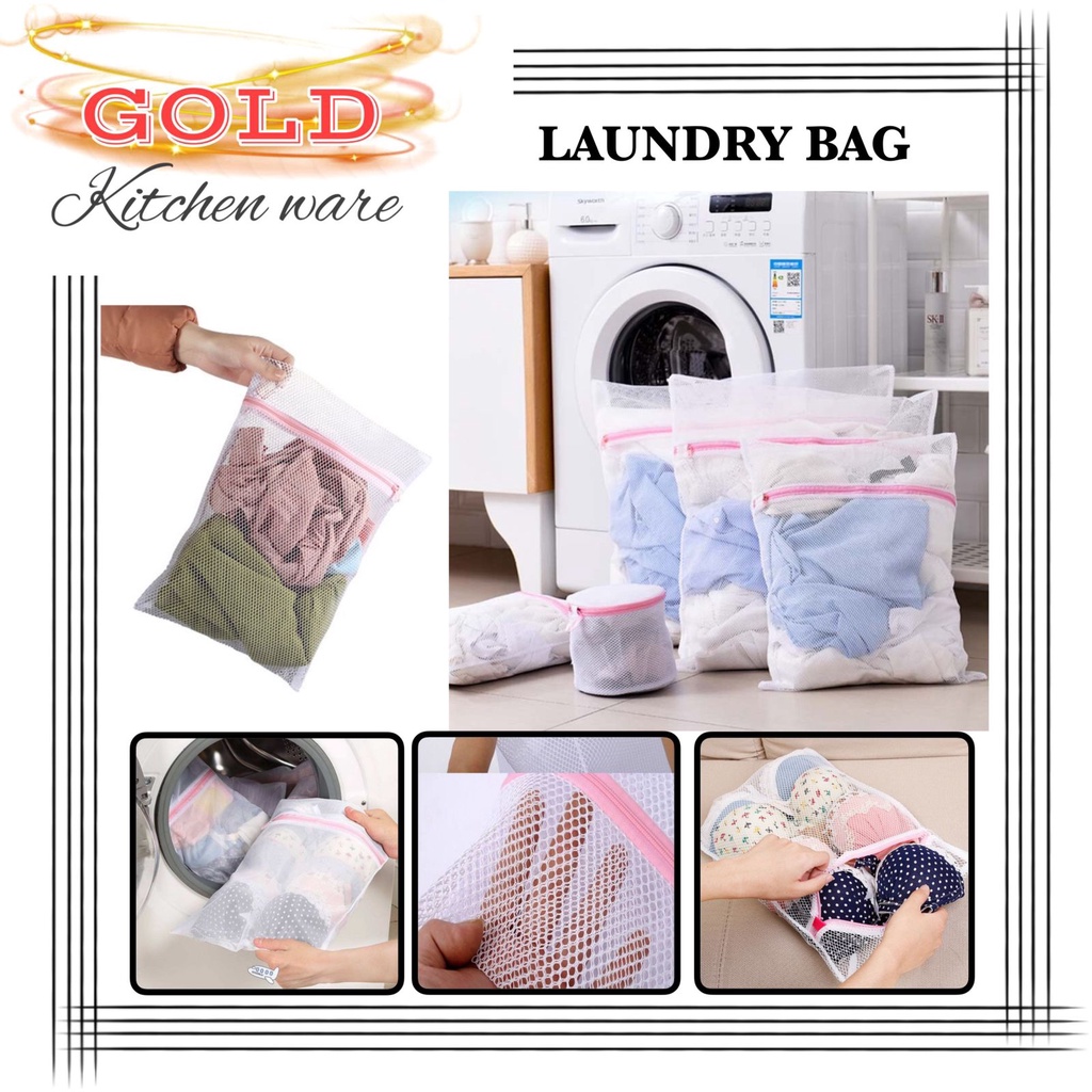G631 Laundry Bag Jaring Baju Kotor Kantong Mesin Cuci Bahan Jaring dan Resleting untuk Pakaian