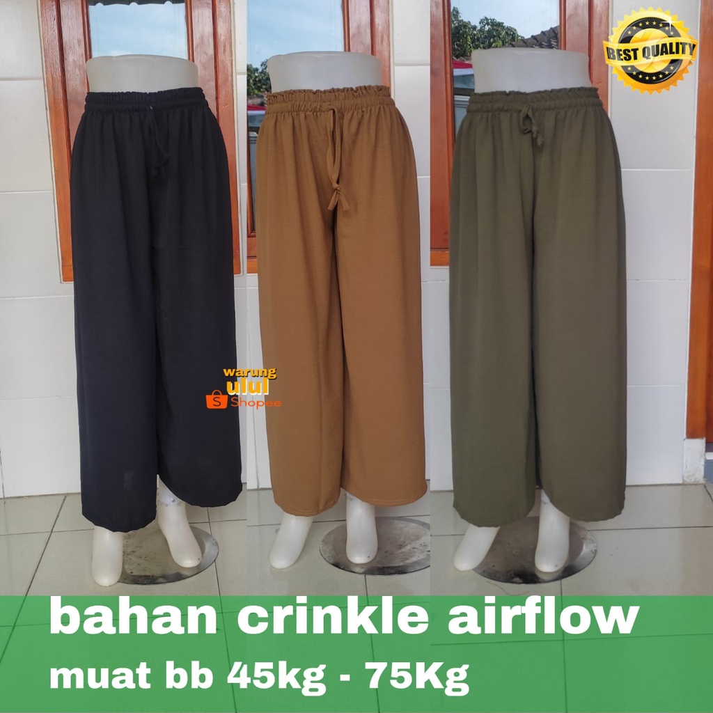 krinkel kulot panjang wanita casual airflow premium celana panjang casual