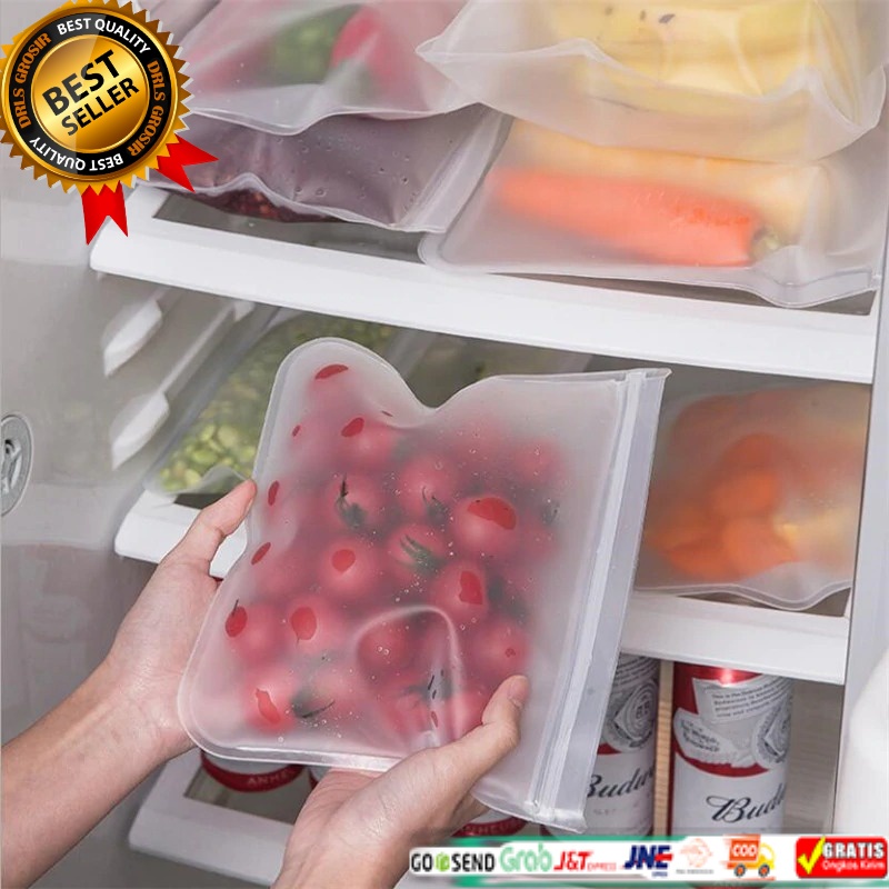 Amil Kantong Plastik Organizer Makanan Silicone Food Bag Ziplock Size M - B0271 drls grosir