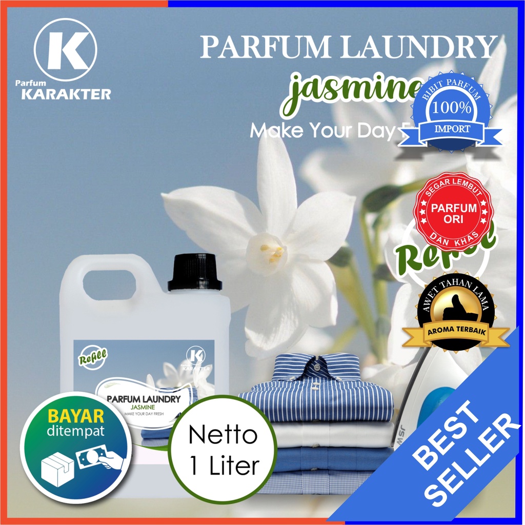 Parfum Laundry Jasmine 1 Liter | Pewangi Laundry Pakaian Harum Wangi Tahan Lama | Bisa Cod | Terlaris