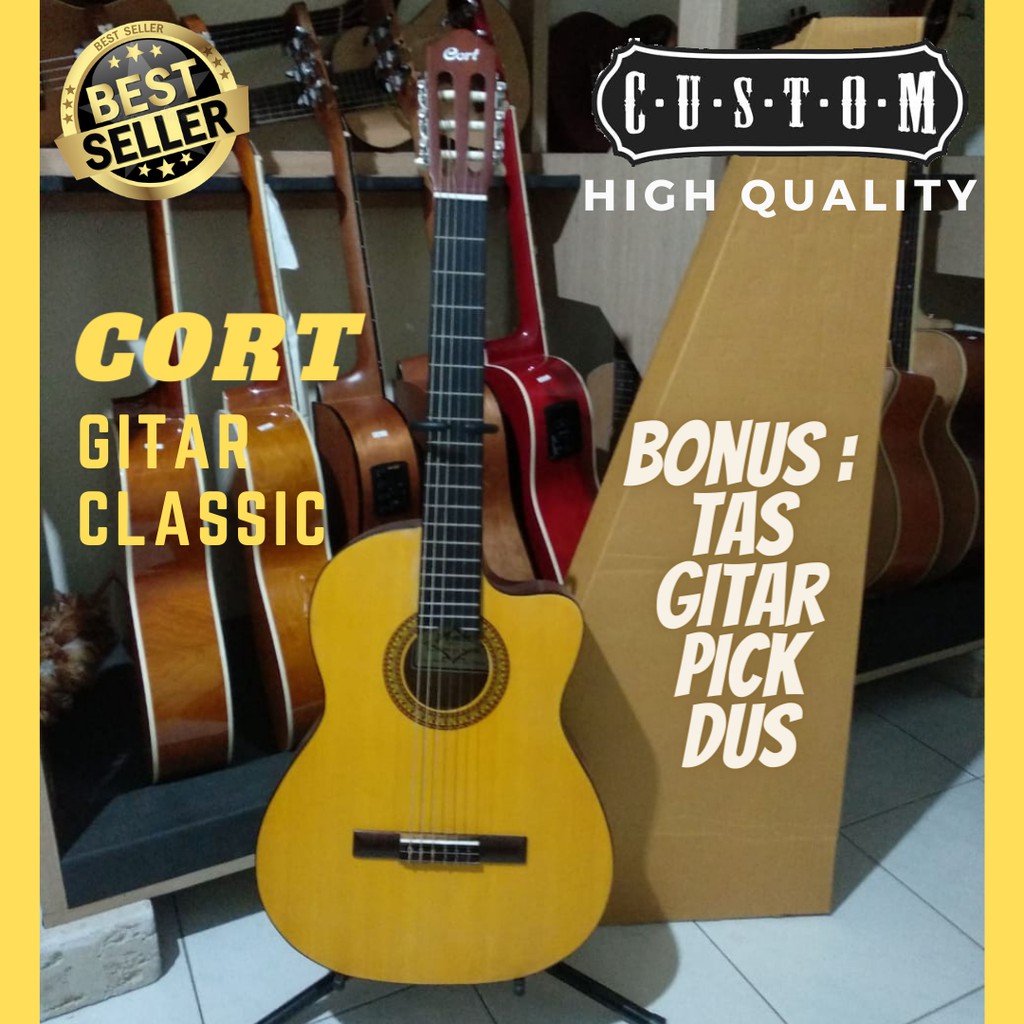 Gitar AKustik Classic Klasik Senar Nilon Cort Cutway High Quality Untuk Pemula