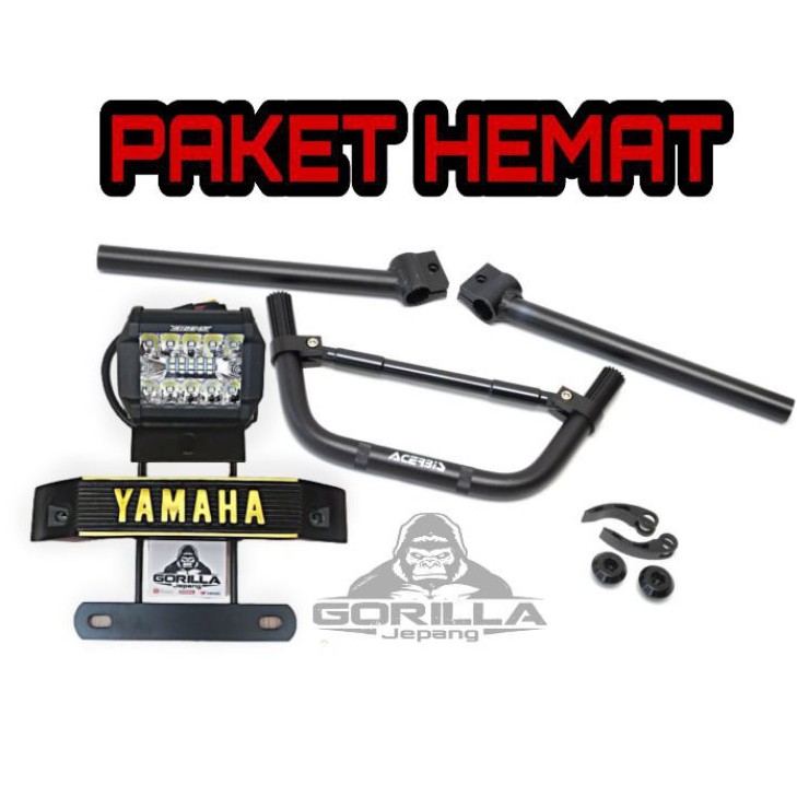 Stang motor model acerbis hitam set lampu led kumisan RX king