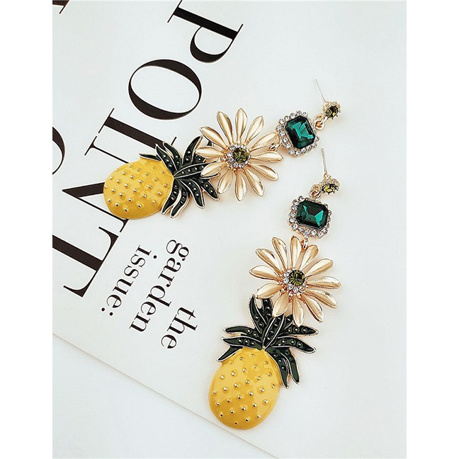 LRC Anting Tusuk Fashion Yellow Pineapple Drip Earrings F49299