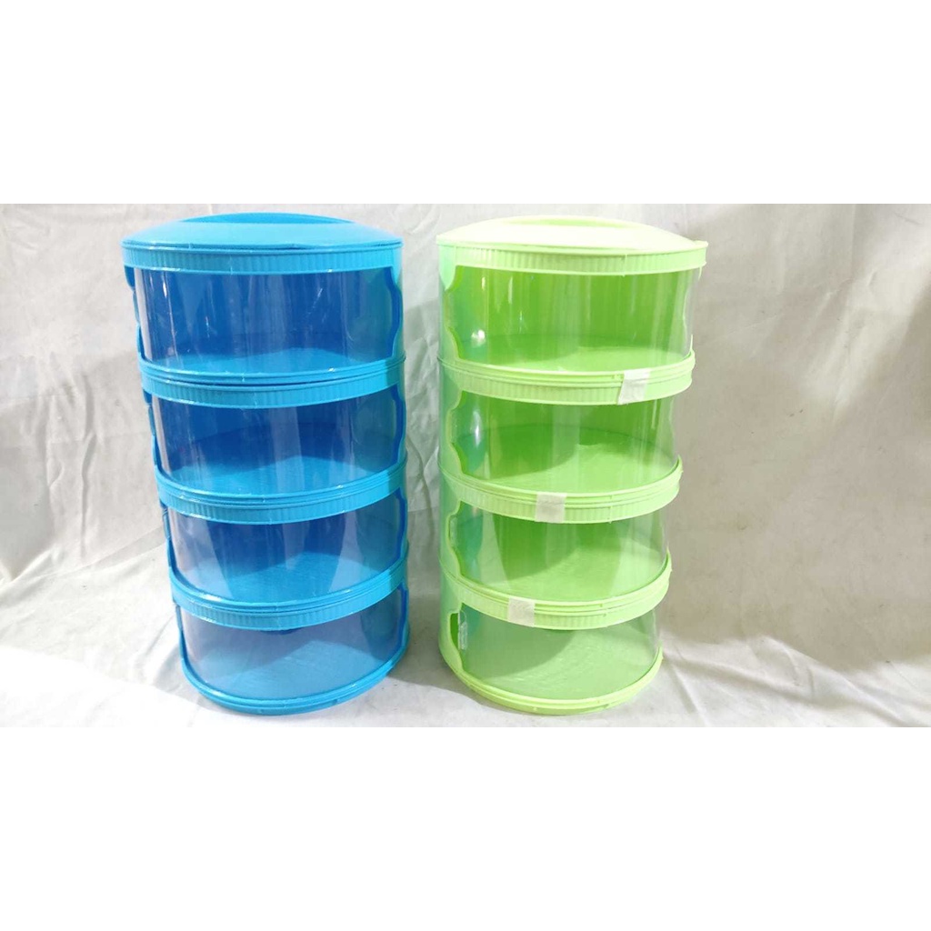 [COD] RAK MAKANAN SUSUN 4 WARNA BIRU HIJAU UNGGU PENYIMPAN MAKANAN TUDUNG SAJI FOOD STORAGE  LAYER S