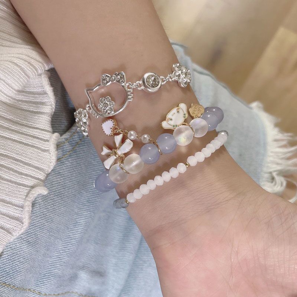 2pcs / set Gelang Manik-Manik Kuromi My Melody Sanrio Cinnamoroll Untuk Wanita