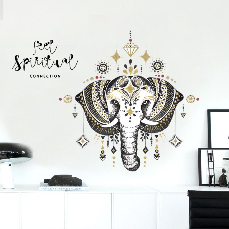 Reliza Wall Sticker Elephant Head Gajah Classic Stiker Dinding LDR