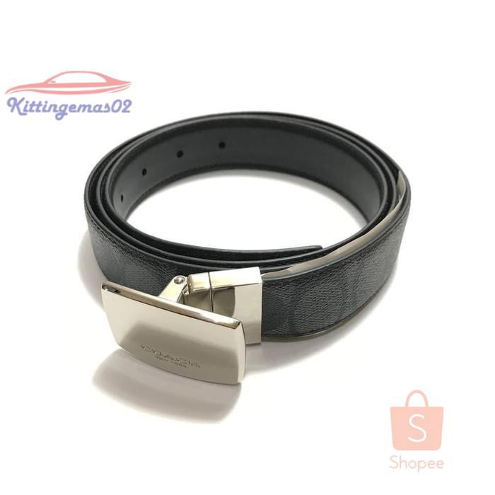 IKAT PINGGANG PRIA GESPER SABUK KTG2I795 COACH ORIGINAL COACH BELT SIGNATURE BLACK SQUARE