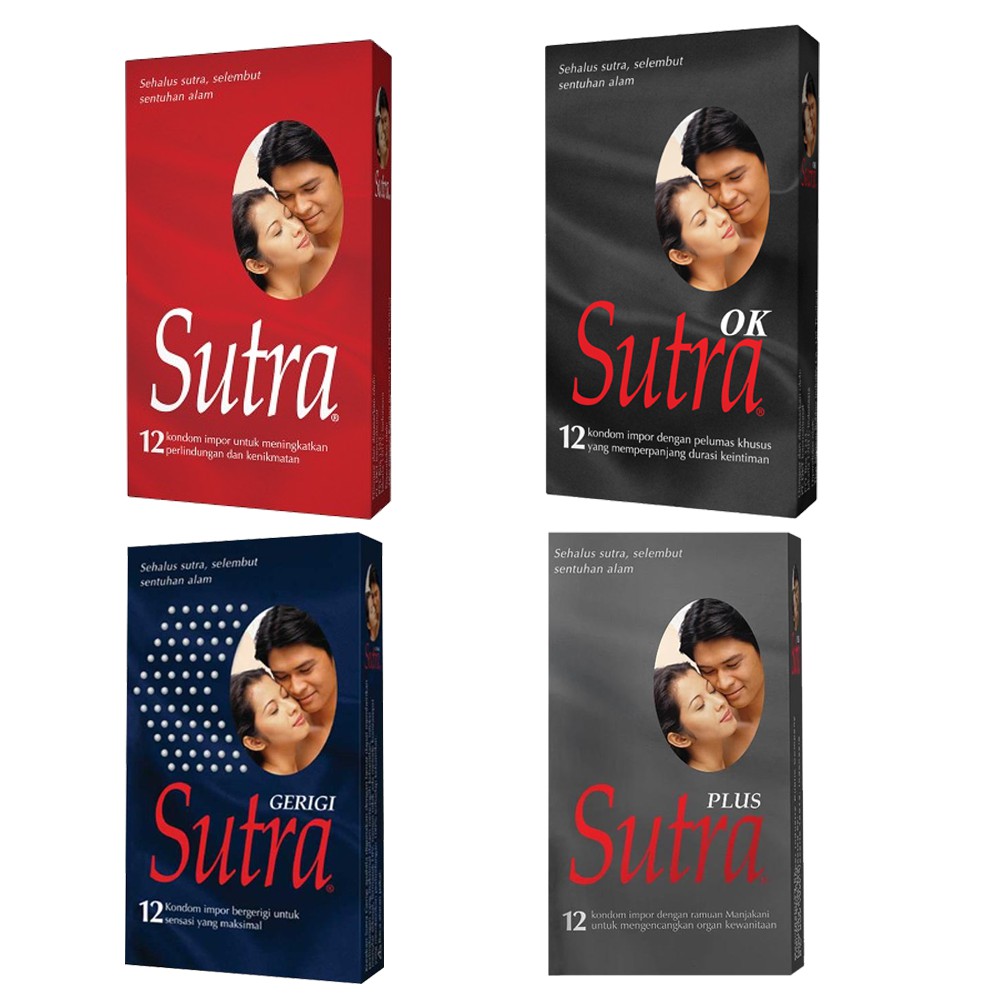 Kondom Sutra 12's - Sutra Classic Merah, Sutra OK Hitam, Sutra Gerigi Biru, Sutra Plus Abu-Abu