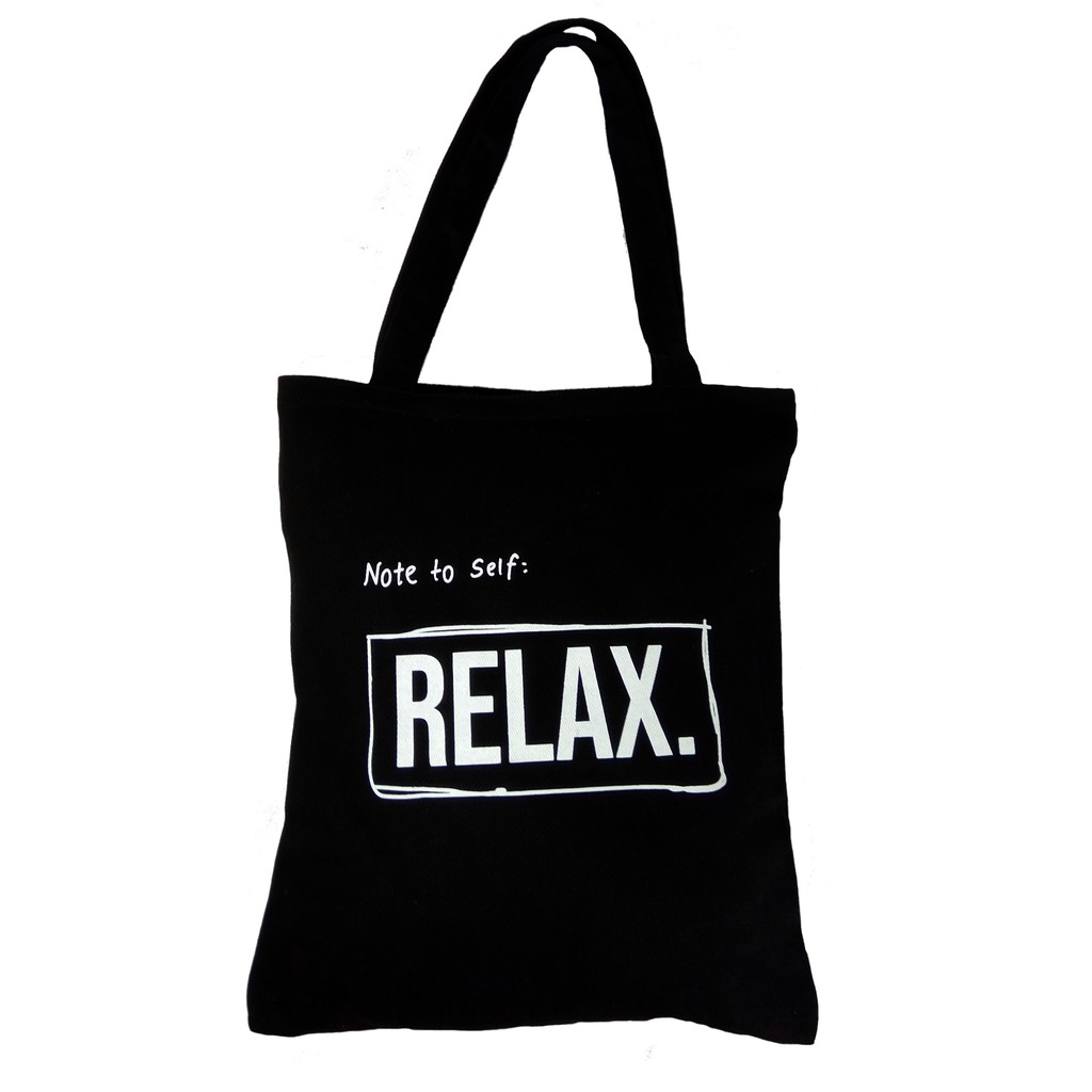 Tote Bag Kanvas Design RELAX dengan Resleting - Gaya dan Kualitas yang Menghadirkan Kenyamanan