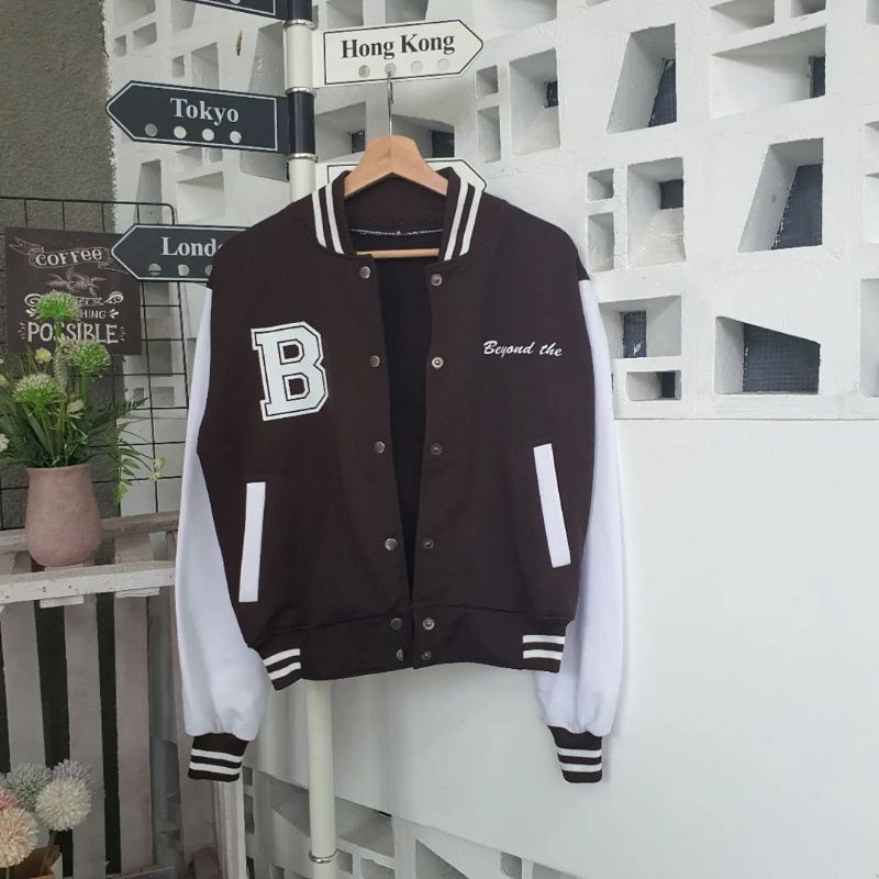 Jaket Baseball Varsity Wanita Oversize Size M.L.XL | B Beyond Baseball Jaket Wanita | Jaket Baseball | Varsity Jaket Baseball Korea