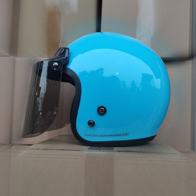 Helm Bogo Solid Toska Blue Bisa untuk Cewek Cowok Couple Murah Terlaris