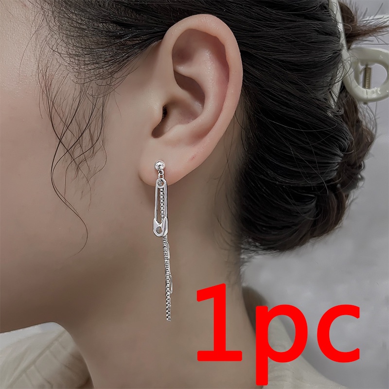 2021 Anting Gantung Panjang Tindiktusuk Fashion Korea Hip Hop Punk Aksen Rantai Untuk Priawanita