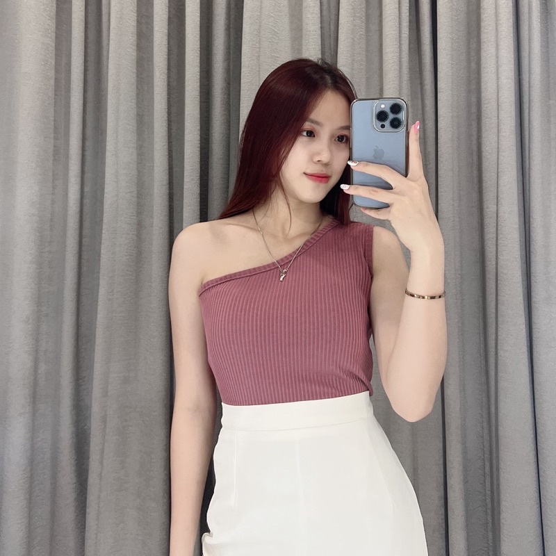 One shoulder rib top 221  | Atasan one shoulder