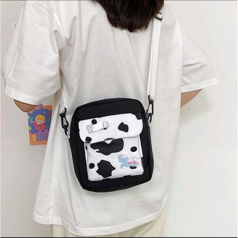 Tas Selempang anak perempuan motif COW /Tas selempang wanita remaja kekinian