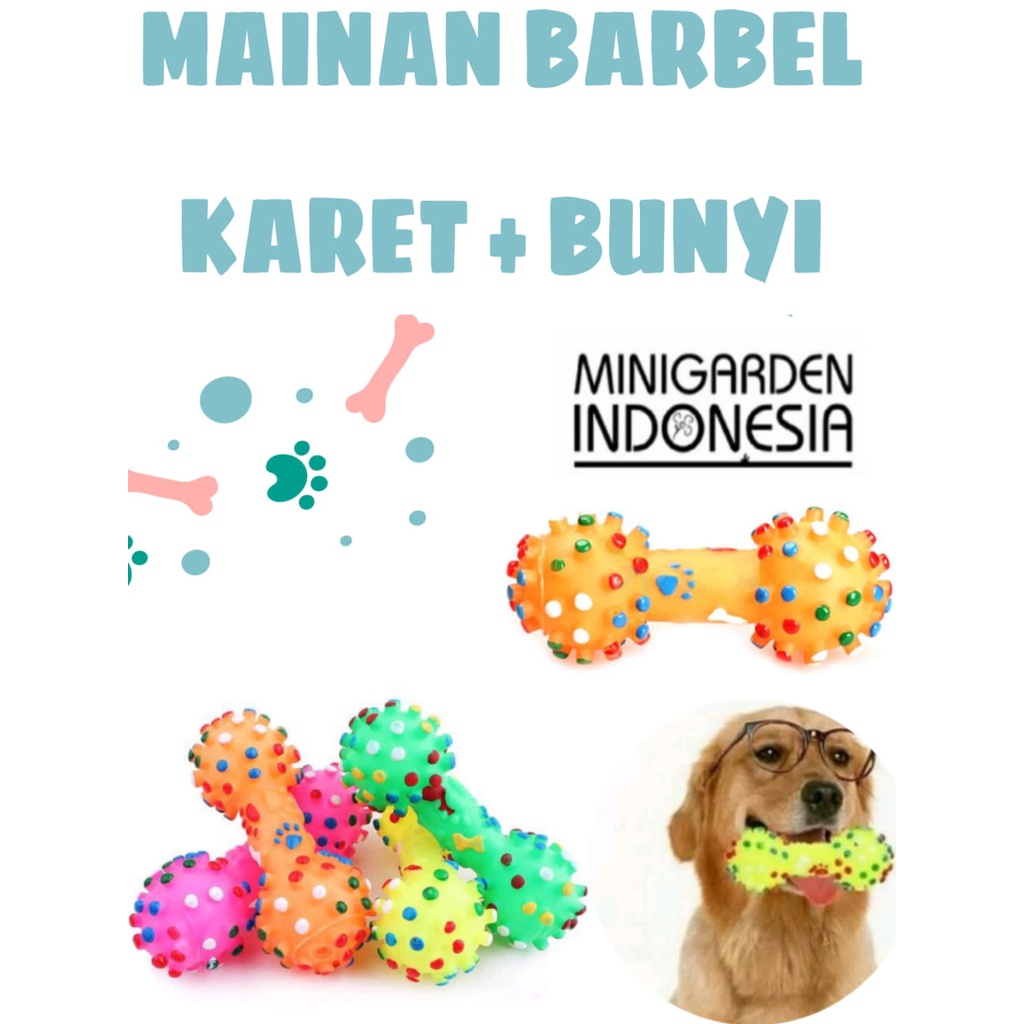 MAINAN GIGITAN BARBEL KARET BUNYI PET TOY MAINAN ANJING SQUEAK BALL