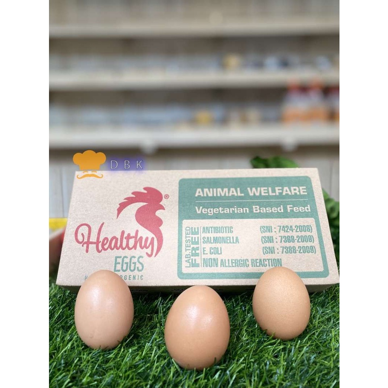 

Telur ayam Healthy Eggs 10 butir Anti Alergi - organik bebas bakteri