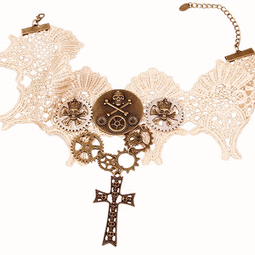 Halloween Skeleton Cross Pendant Necklace 8526