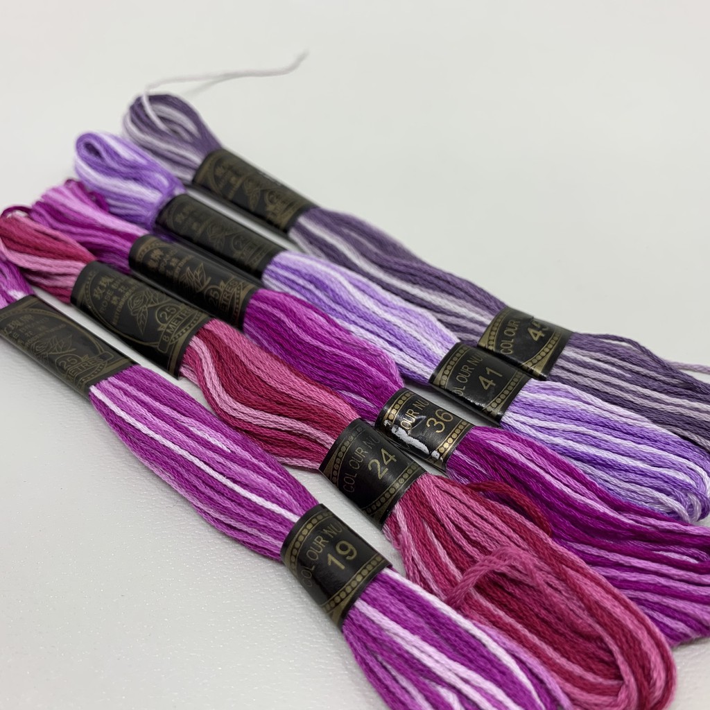 Benang Sulam Rose Gradasi - Sembur - Kombinasi - 2 Warna - Two Tone Ungu