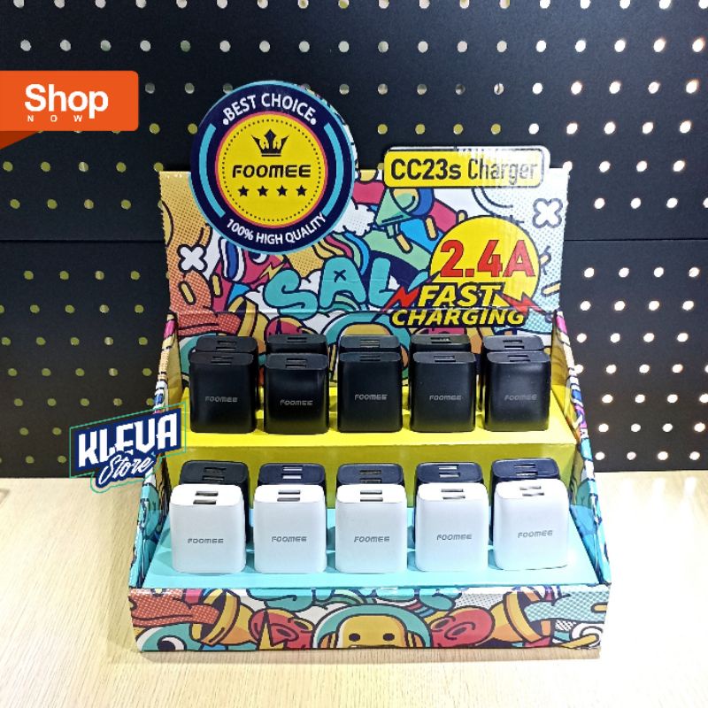 Adaptor Charger Foomee CC23 / CC23S 2.4A Dual USB Output Fast Charging