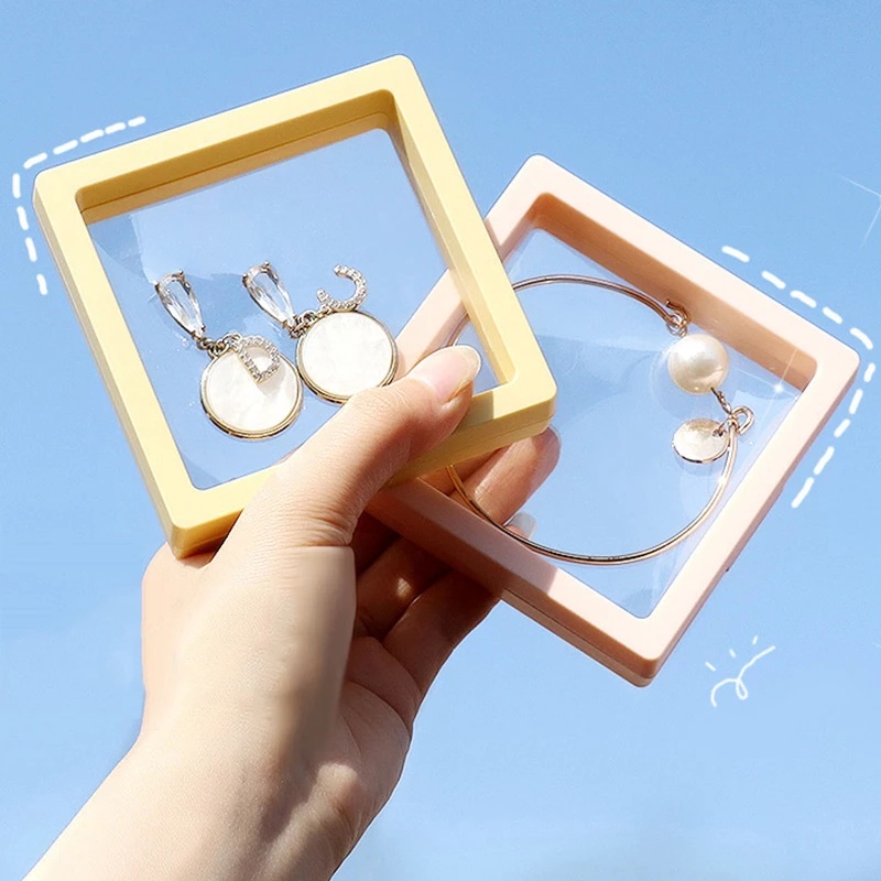 Jewelry Display Organizer Handmade Kotak Display Perhiasan Transparan Persegi Tahan Debu Anti Karat Kotak Penyimpanan PE Film Gelang Kalung Cincin Anting