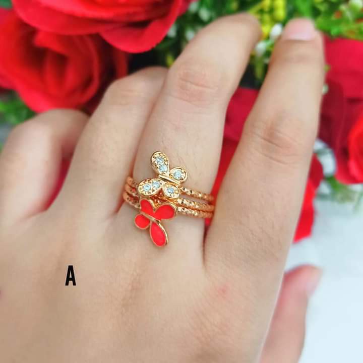Cincin Dewasa Permata Zircon Gold Perhiasan Wanita Limited edition (COD)