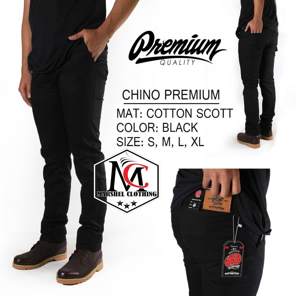 RCL - CELANA CHINO RR SKINY HITAM PANJANG BAHAN COTTON SCOTT PREMIUM - CELANA CHINO RR DENIM BANDUNG S.M.L.XL