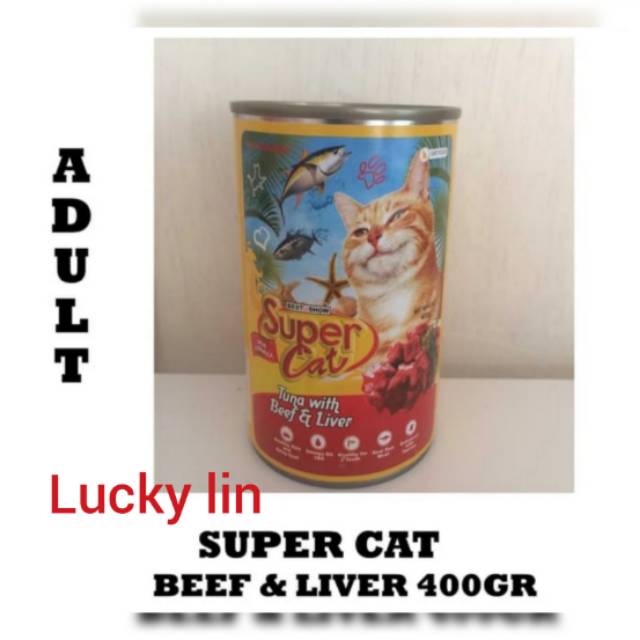 Super cat kaleng 400gr- wetfood- catfood kaleng - supercat adult kaleng 400gr - super cat adult