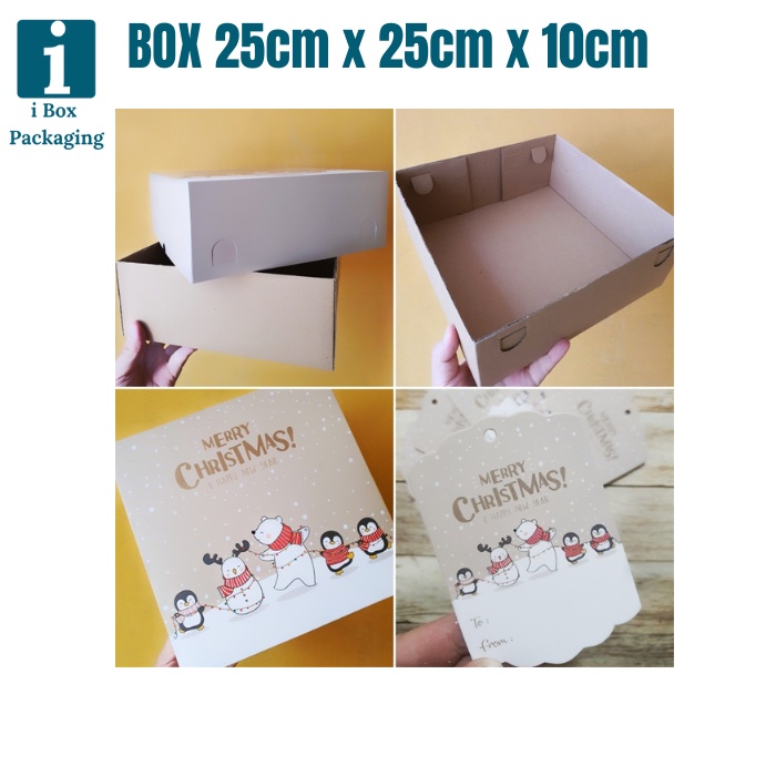 

[ 5 pcs ] Dus Natal Cake Box Bolu Kotak Pudding Lapis Legit Packaging Hampers Parsel Kado Chirstmas Dus 25x25x10cm