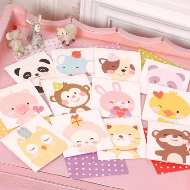 Kartu ucapan gambar binatang, dalamnya pop up character