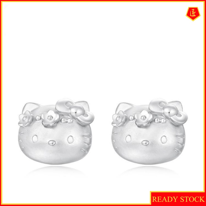 [Ready Stock]925 Silver Cartoon Fashion Kitty Cat Ear Studs