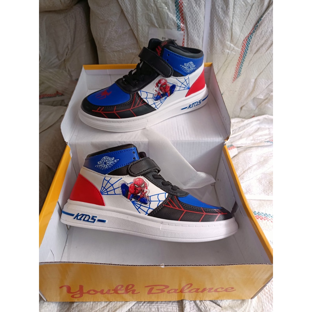 sepatu  anak laki-laki karakter spiderman youth balance 2522 size (26-37) sepatu anak import terbaru