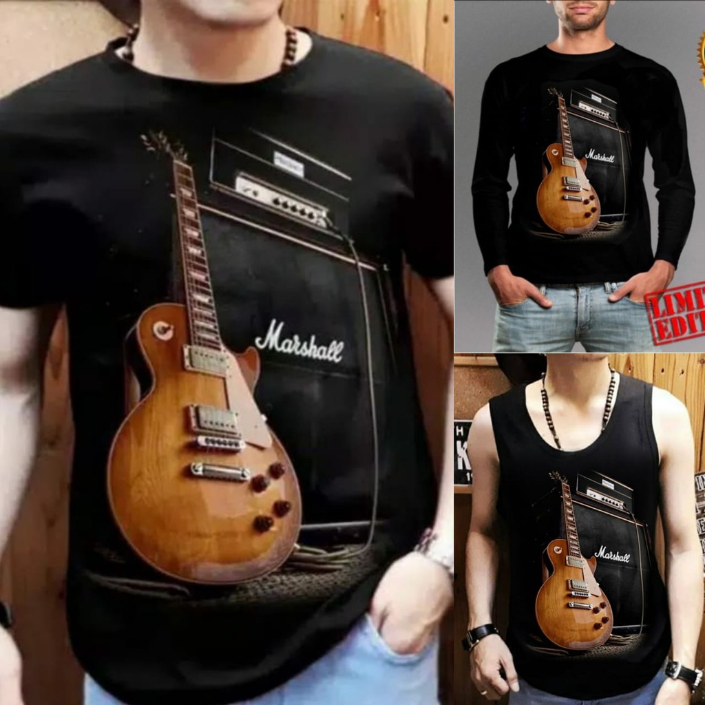 Shalch Trendy / T-shirt / Singlet / Kaos Panjang Motif Gitar Marshal